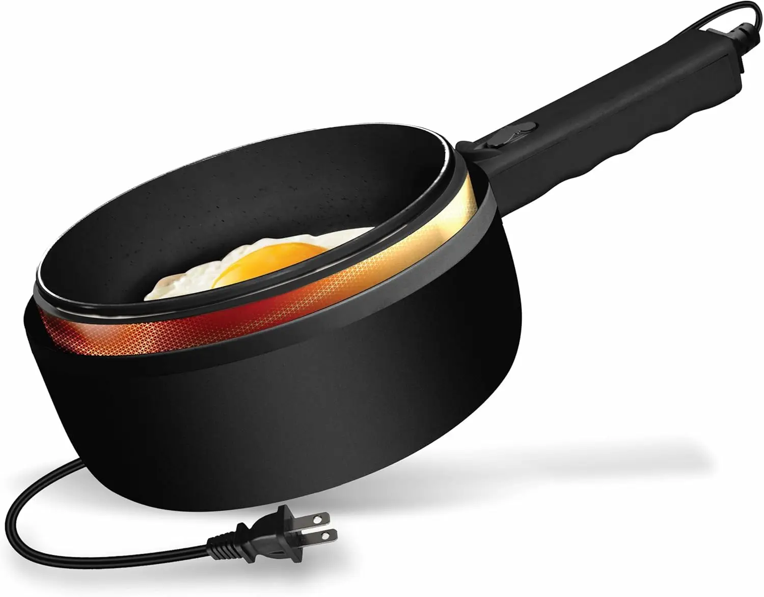 

PRO Electric Hot Pot with Lid and Steamer, 1.5L Non Toxic Ceramic Cooker Skillet for Ramen, Eggs, Pasta Portable and Compact