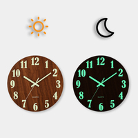 12 Inch Luminous Wall Clock Wood Silent light in dark night Nordic Fashion Wall Clock Non Ticking Clock With Night Light