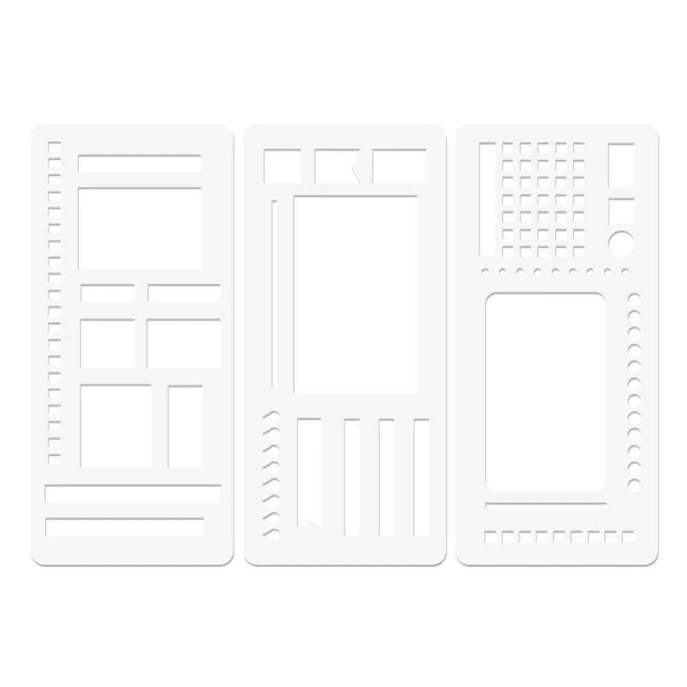 3pcs Durable Dot Grid Design Handmade Flexible Record Template DIY Scrapbook Journal Rectangle Stencil Ruler Set Stencil Ruler