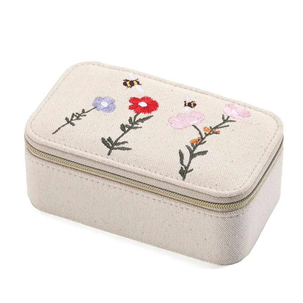 

Embroidered Jewelry Storage Box Mini Organizer Earrings Necklace Ring Jewelry Box Butterfly Packaging Box Jewelry Display Case