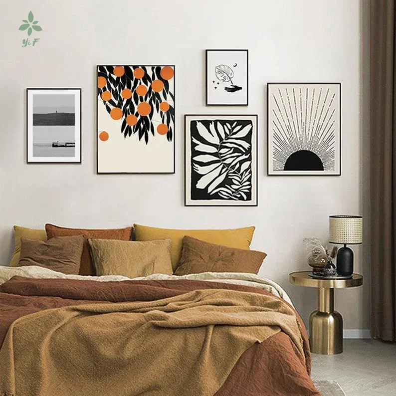 Abstract Bohemian Wind Sunrise Orange Tree Cool Color Poster Canvas Oil Painting Can Decorate Home Walls