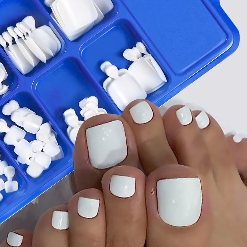 

New 100pcs Fake Toenail Natural White Press on Toe False Nails on Legs Nails False Nails Feet Tool for Women JZJCDJ03