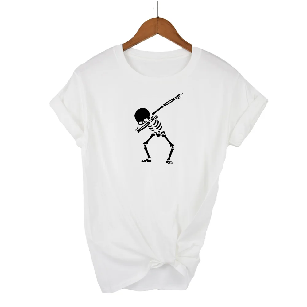 2020 summer Hip Hop Dab Dabbing Skeleton Dance T Shirt Women Casual Cotton Short Sleeve Funny Printed T-shirt