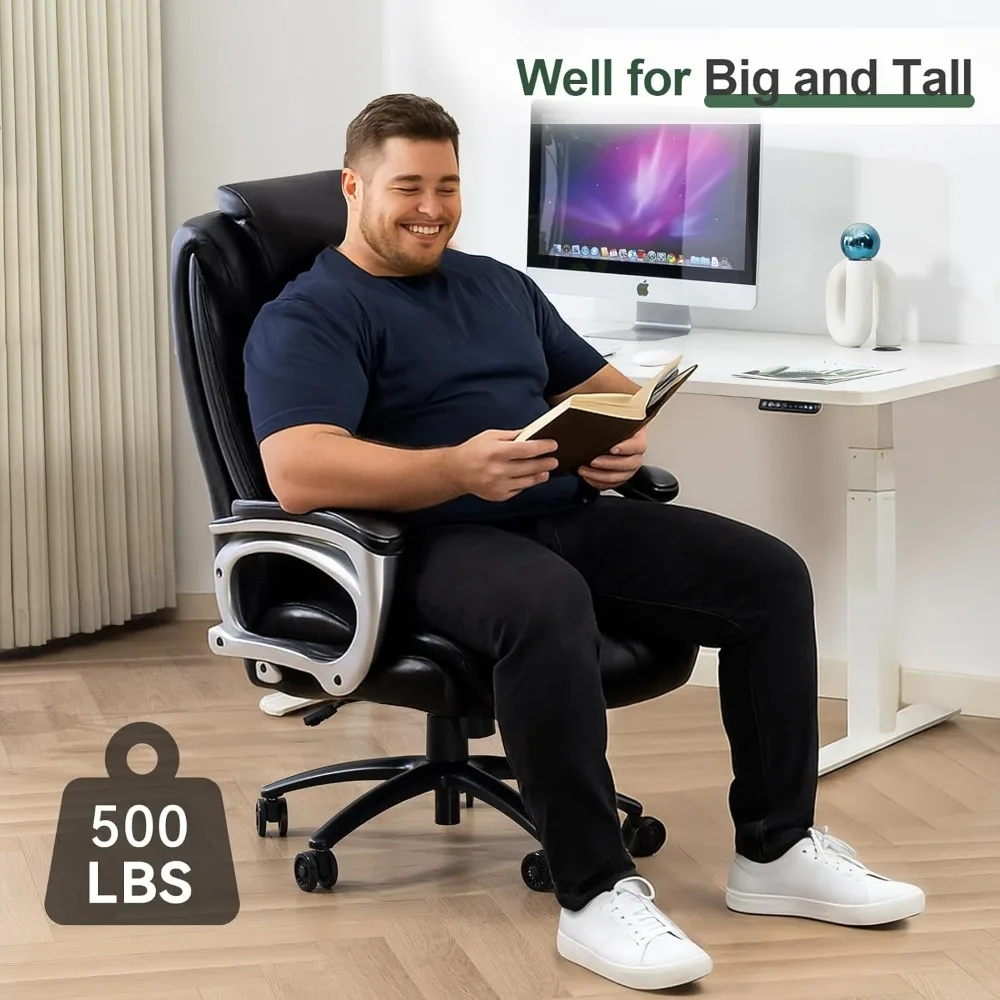 كرسي مكتب كبير وطويل مباشر من Vogue Furniture بوزن 500 رطل، كرسي مكتب من جلد البولي يوريثان عالي التحمل، ارتفاع قابل للتعديل مع