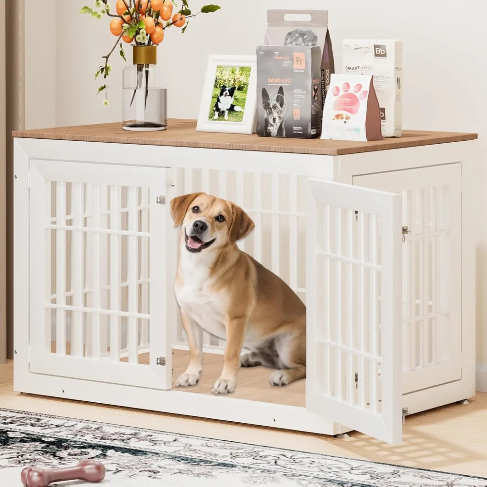 

Heavy Duty Dog Crate Furniture for Small, Medium and Large Dogs, Rustic Wooden Dog Cage Kennel Indoor Furniture with Waterproof
