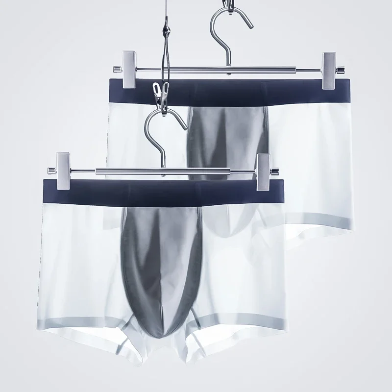 

2 шт. Мужские трусы с плоским кроем из хлопка и шелка, бесшовные, легкие, дышащие, антибактериальные, тонкие, для лета.