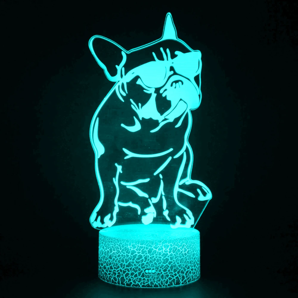 Nighdn 3D French Bulldog Dog Night Light LED USB Charge Bedside Lamp Birthday Christmas Gifts for Boys Girls Kids Room Decor