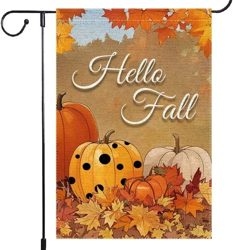 علم حديقة عيد الشكر من Hello Fall، 12 × 18 بوصة خريف مزدوج الجوانب RMQ-36 VVJ HHU