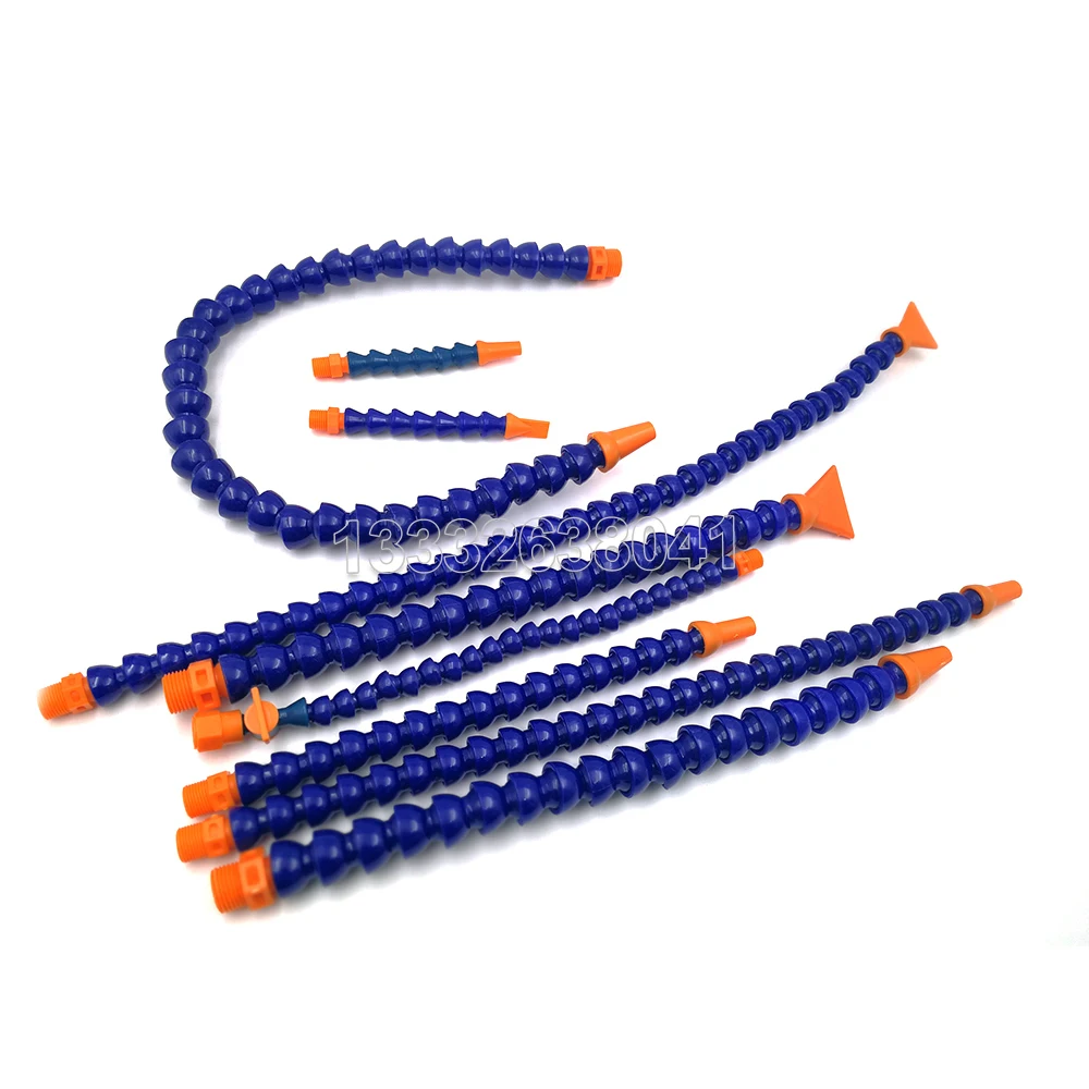 Plastic Flexible Water Oil Coolant Tube 1/2 3/8 1/4'' Male Thread 300~600mm Hose With Nozzle for CNC Milling Lathe Cooling Pipe