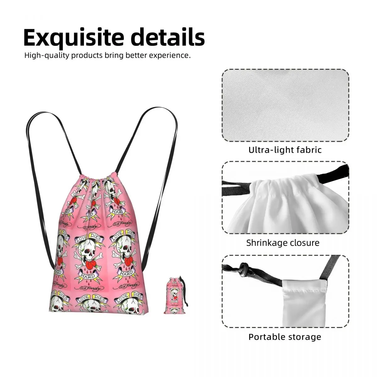 Louis Reproduces After Art Work Of Ed Hardy In 2023 Drawstring Backpack hiking cycling Bag Lightweight Storage Drawstring Bag