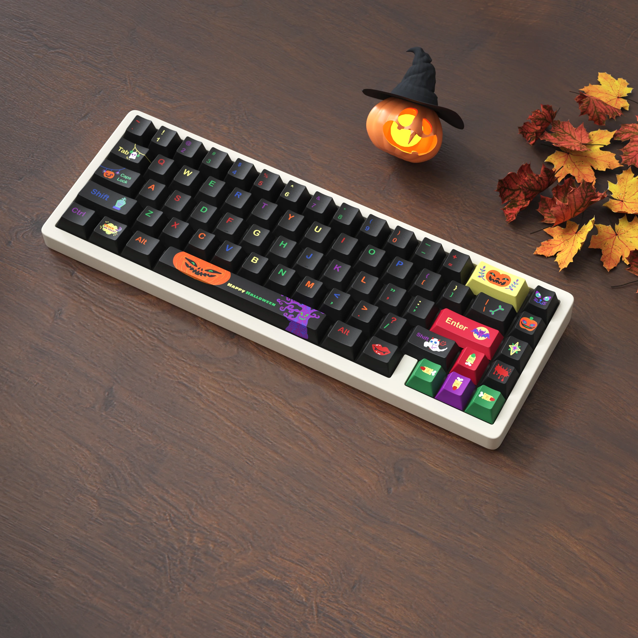 Imagem -03 - Halloween Tema Cereja Perfil Keycaps Teclado Mecânico Interruptores mx Chaves Pbt