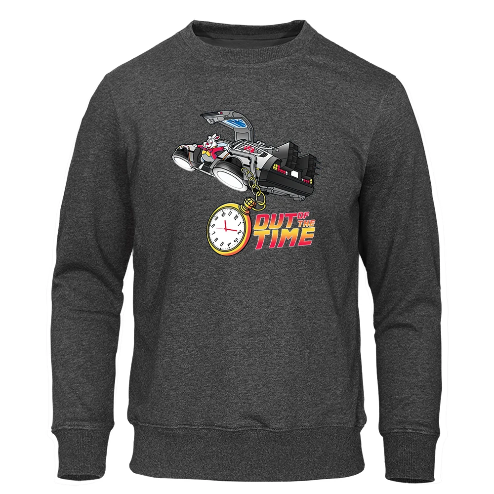 Back To The Future Out Of The Time Spaceship Men Hoodie Vintage Fleece Swetshirt Fashion Loose Streetwear Hip Hop Fleece Hoody