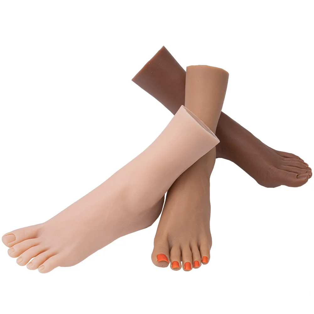 False Nail Practice Foot Simulation Female Silicone Foot Model Mannequin Feet For Manicure Shoes Display Embedded Nail TGQF01