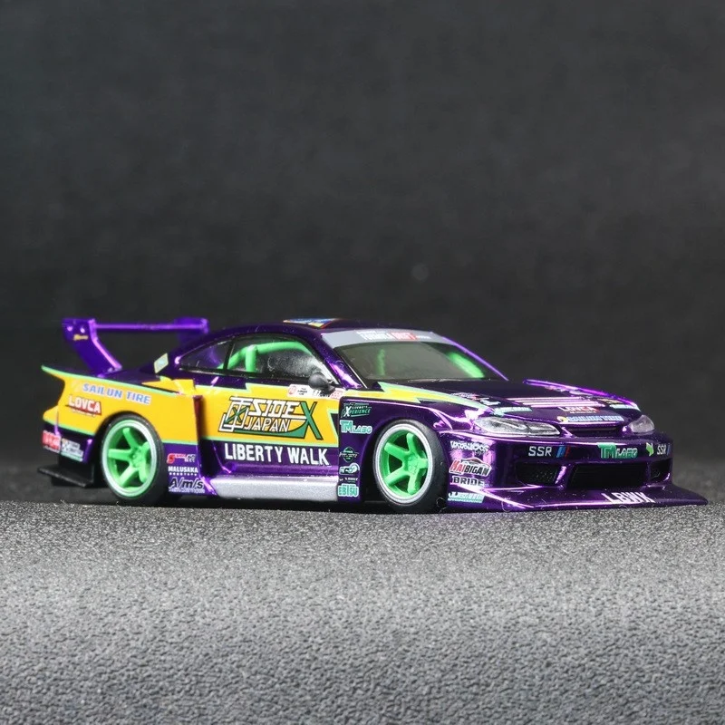 

Mini GT 1/64 Silvia LB Formula Drift Competition Super Silhouette 555 S15 Alloy Car Model 576# JDM