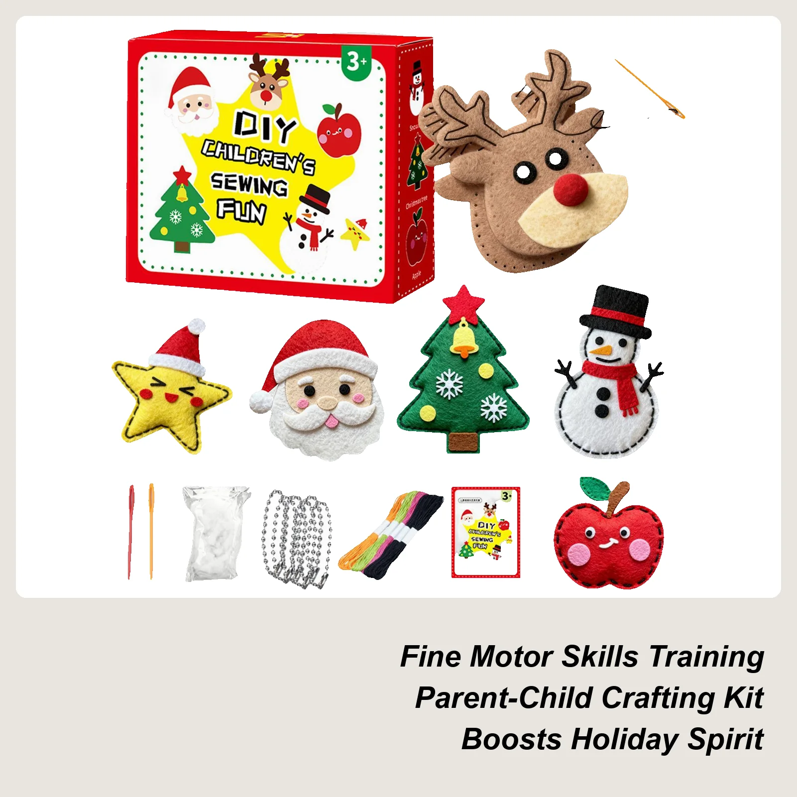 Christmas Sewing Set for Kids DIY Craft Make 6 Ornaments Children Educational Toys Holiday Party Favors Preschool Handmade Gifts