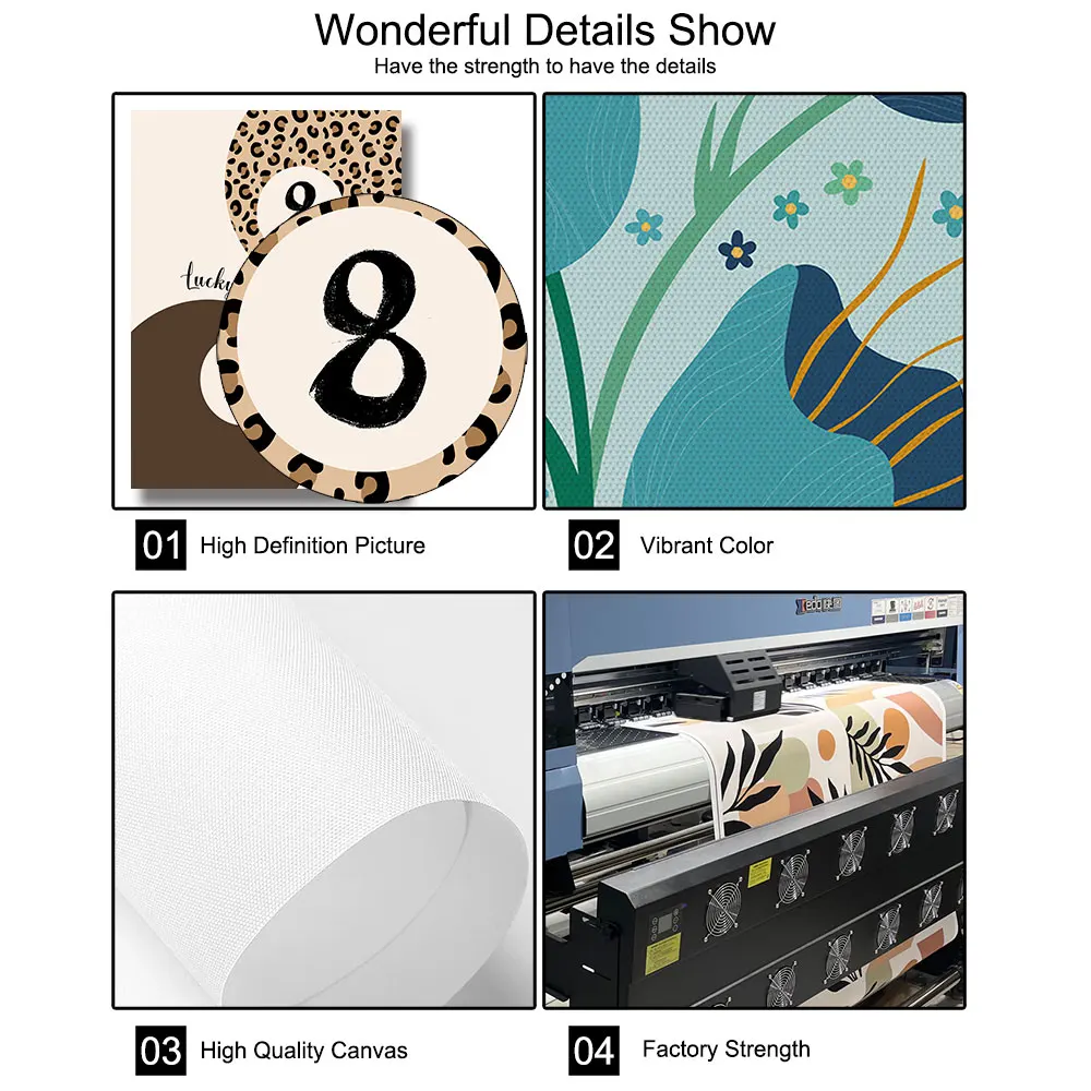 مجموعة من 6 أقواس ليوبارد الفهد البني غير المؤطرة لاكي 8 كرات ملصق فني عصري جمالي كوكيت جرلي غرفة الدوبامين ديكور الطلاء #4