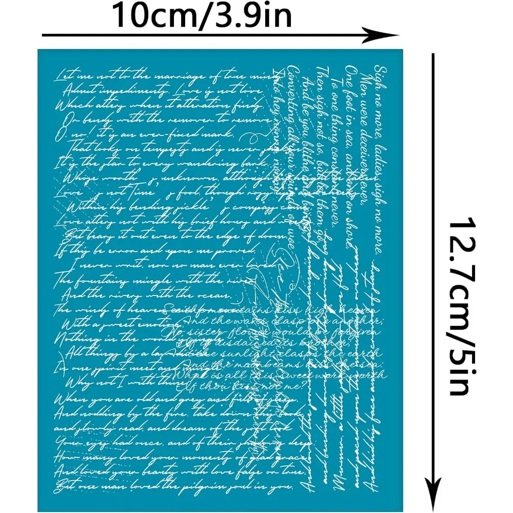 4X5 Inch Script Schrijven Klei Stencils Klein Engels Karakter Niet-Klevende Zeefdruk Stencil Poëzie Klei Mesh