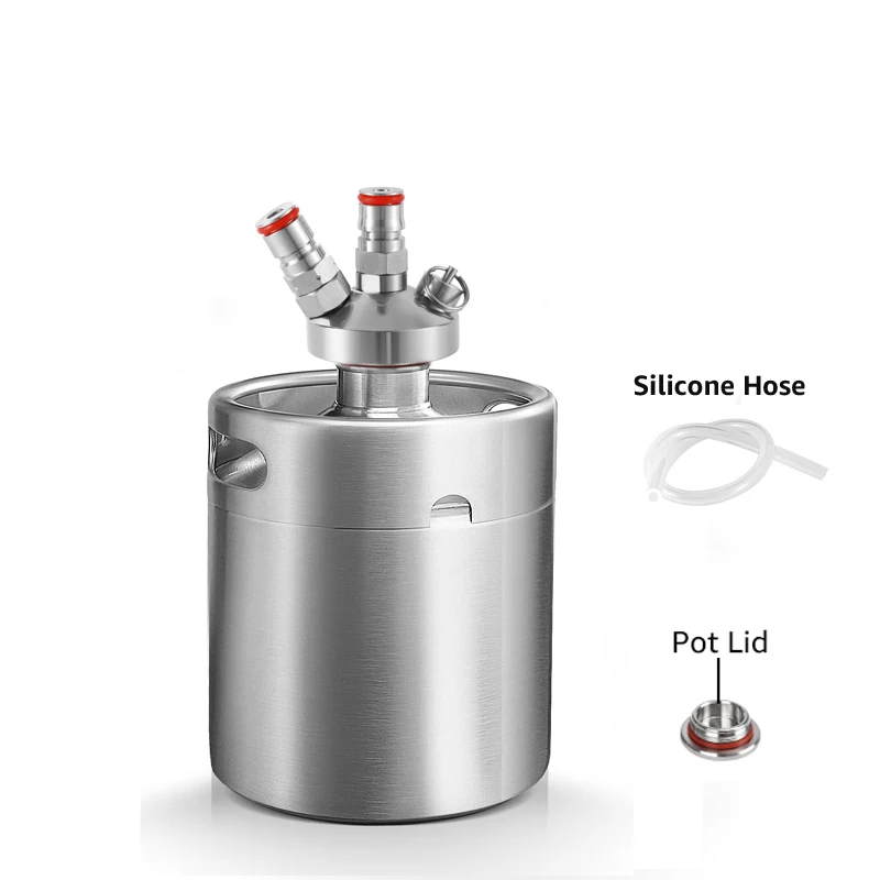 2L Mini Growler with Ball Lock Dispenser,Homebrew Beer Keg Barrel with Mini Keg Spear,Portable for Picnic,Brewer Hobbiest Gift