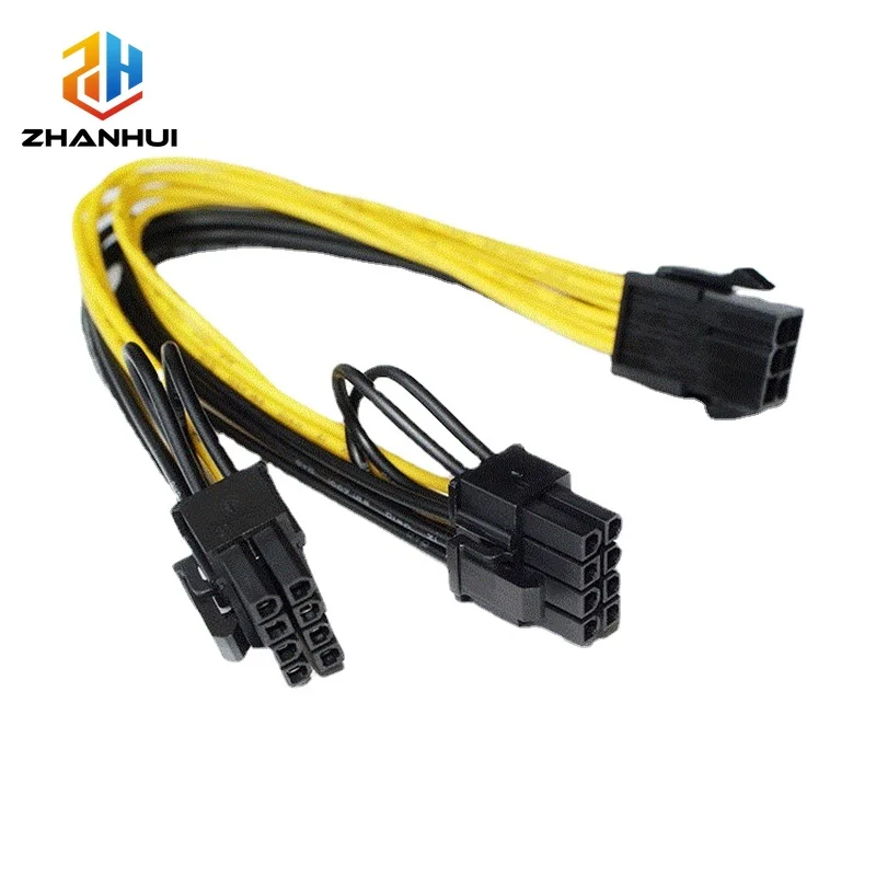 PCI‑E 6 Pin to Dual 6+2 Pin 8 Pin Power Splitter Cable - 18AWG for GPU Mining Farm & Video Card Power Extension