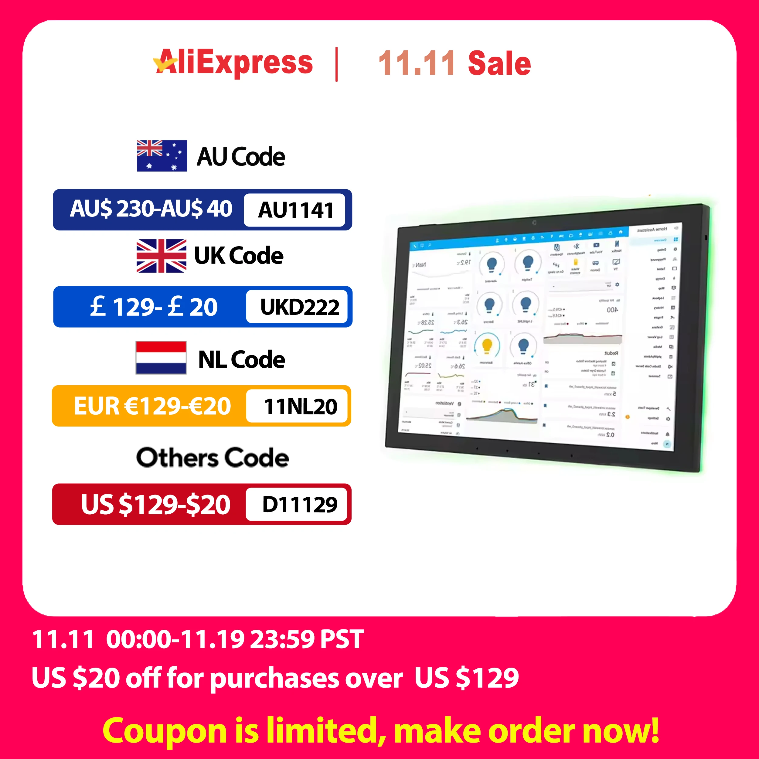 

2K Resolution Android 13 Smart Tablet Intelligent Home Control Panel Matter Thread Supported Google Home Assistant POE RS232/485