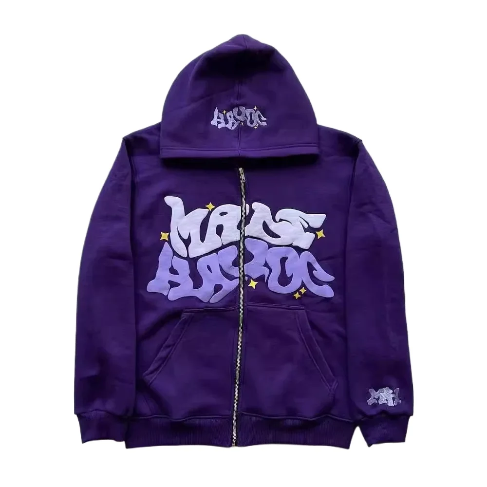 سويت شيرت بغطاء للرأس بسحاب مع حروف وأجسام أمريكية قديمة مناسبة للرجال والنساء سترة خريفية وشتوية #4