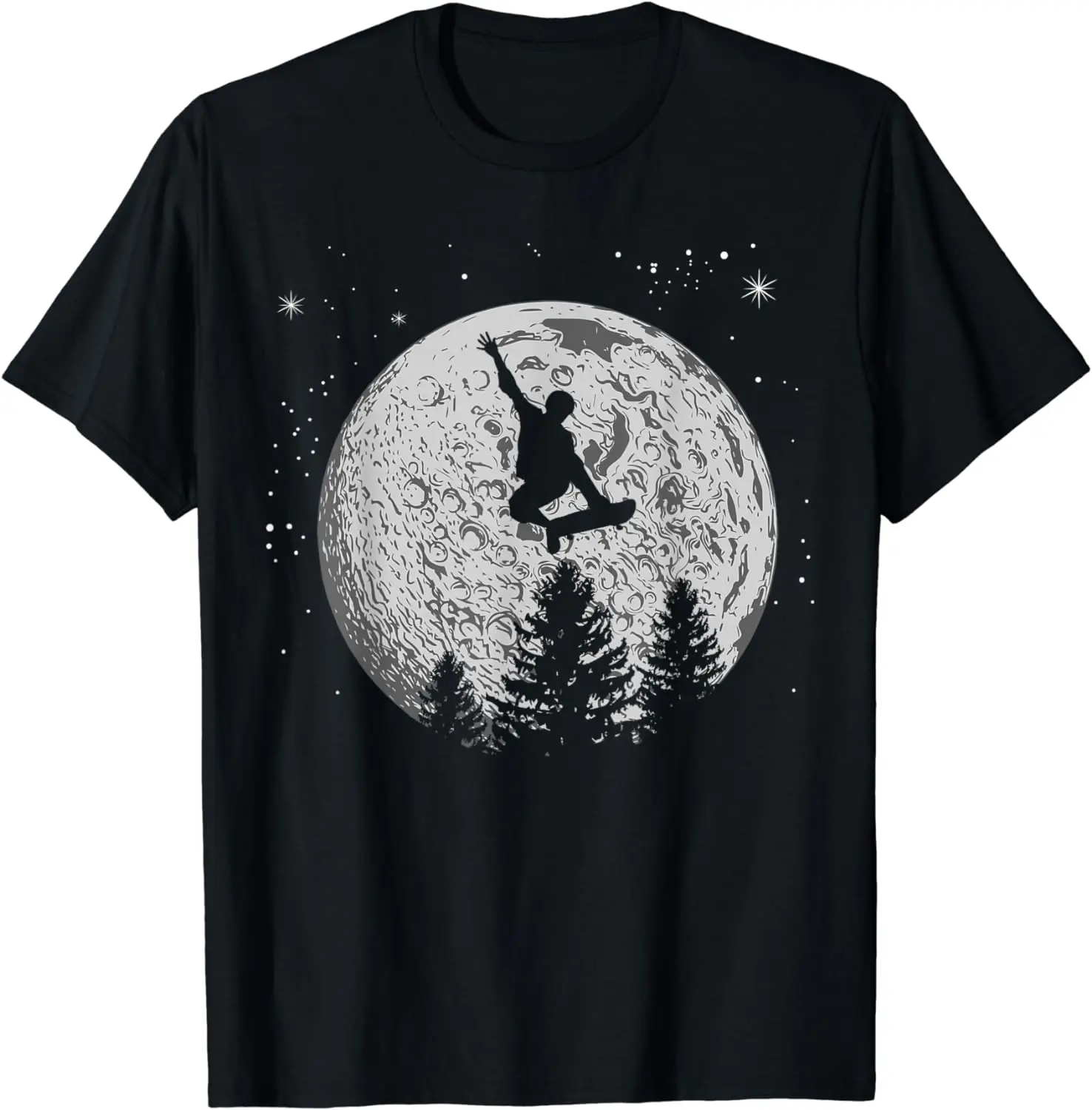 Skater Skateboarder Skateboard Moon Skateboarding Gift T-Shirt for Unisex Skateboad Lovers Sports Cotton