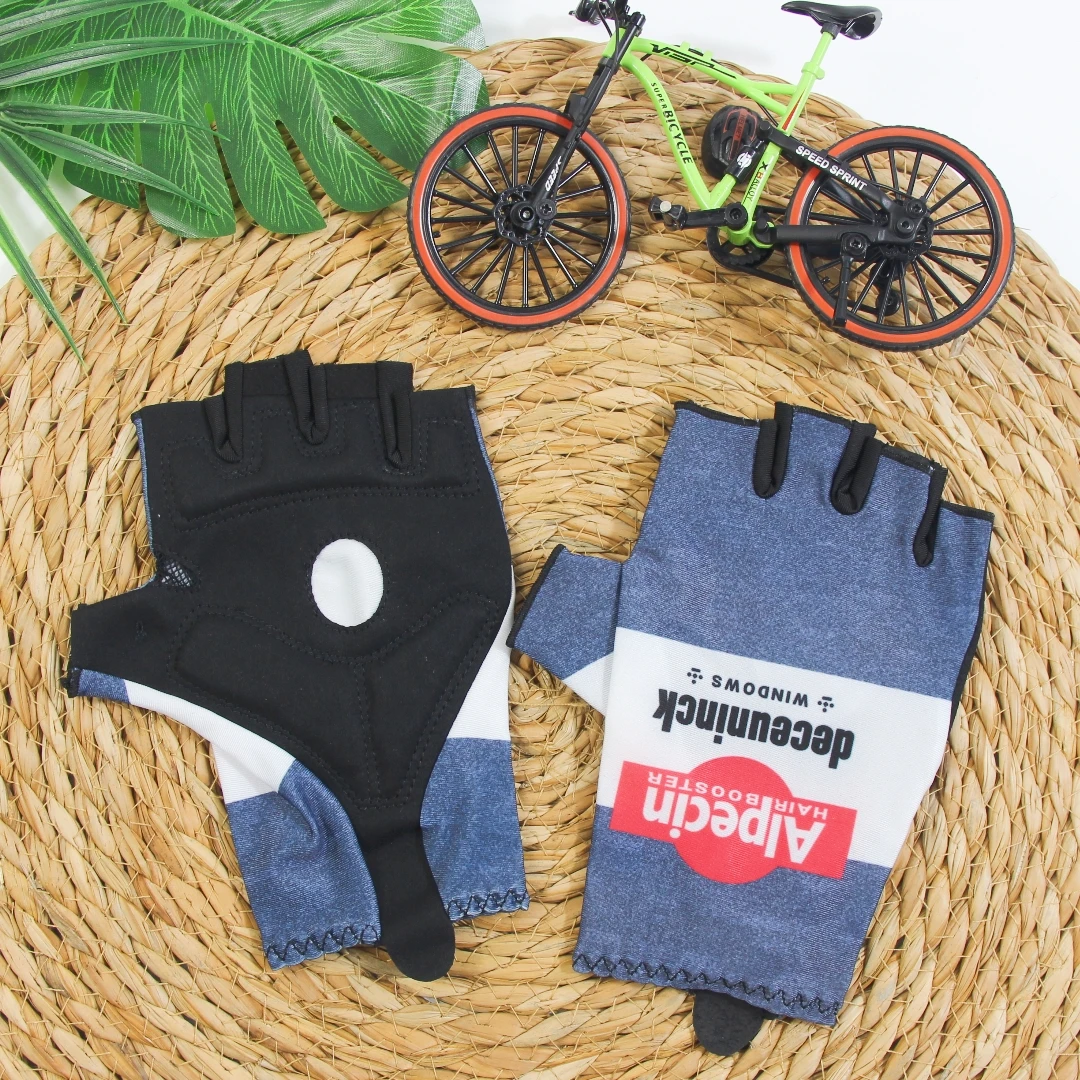 ALPECIN TEAM DECEUNINCK Cycling Jersey Gloves Blue Half Finger MTB Road Mountain Bicycle Gel Gloves 1 Pair Package