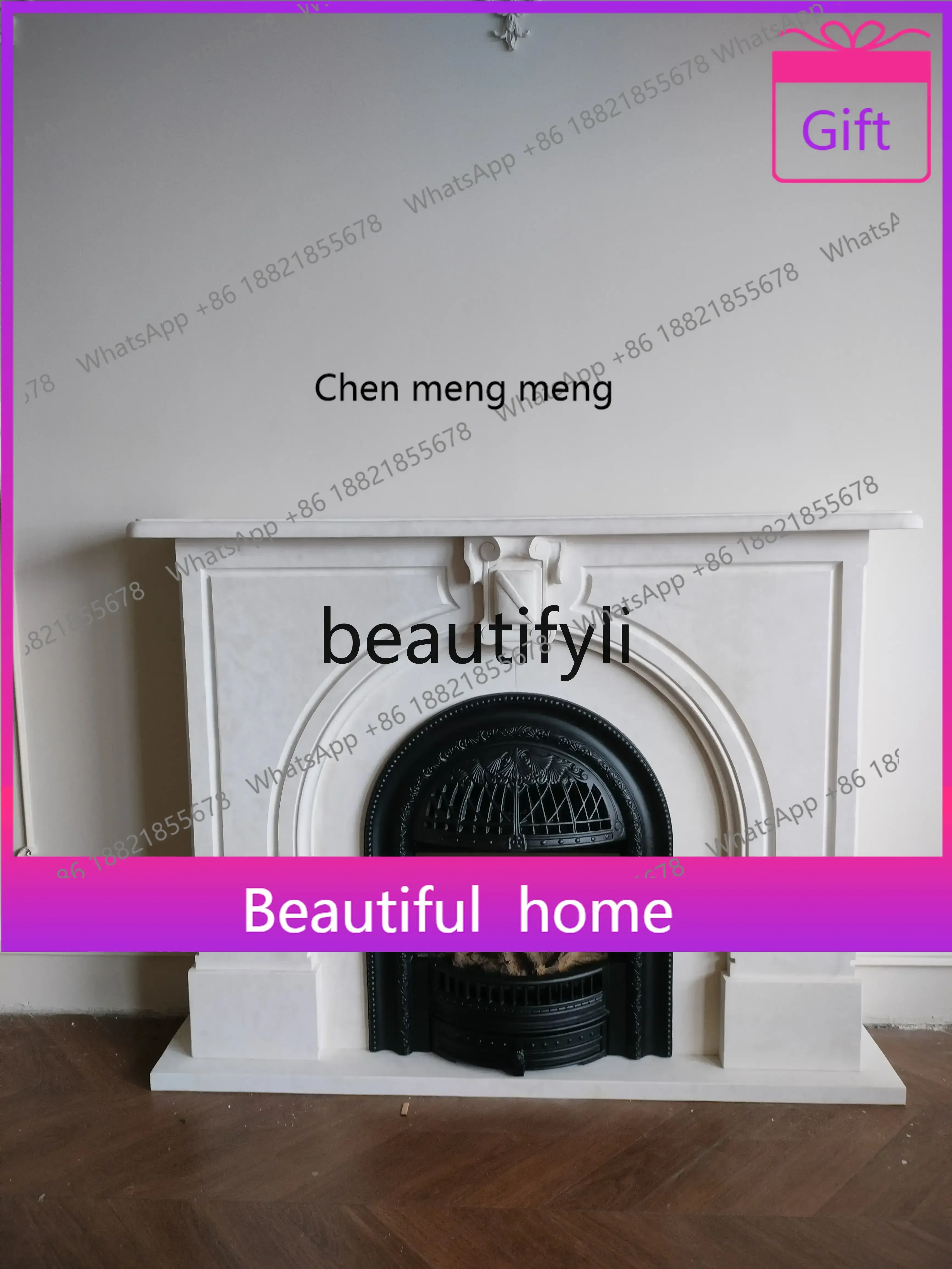 

xxzModern minimalist designer same cream retro style marble fireplace home accessories
