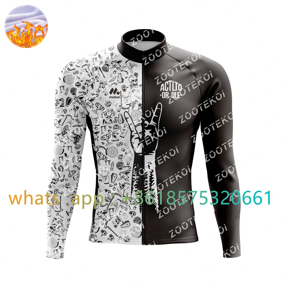 Actlto Or Dle Winter Thermal Fleece Cycling Jersey Winter Fleece Ropa Ciclismo Men Mountain Bike Bicycle Long Sleeve Clothing