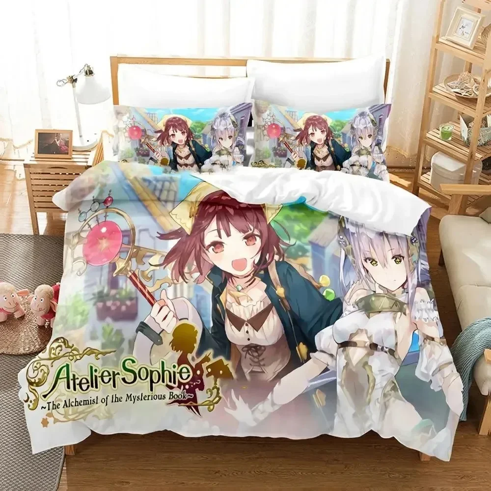 Atelier Sophie The Alchemist of the Mysterious Book Bedding Set Boys Girls Twin Queen Size Duvet Cover Pillowcase Bed Kids Adult