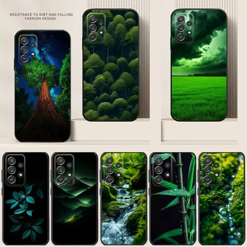 

Misty Forest tree nature Phone Case For Samsung S24,21,22,23,30,Ultra,20,Plus,Note,10,9,5G Black soft silicone case