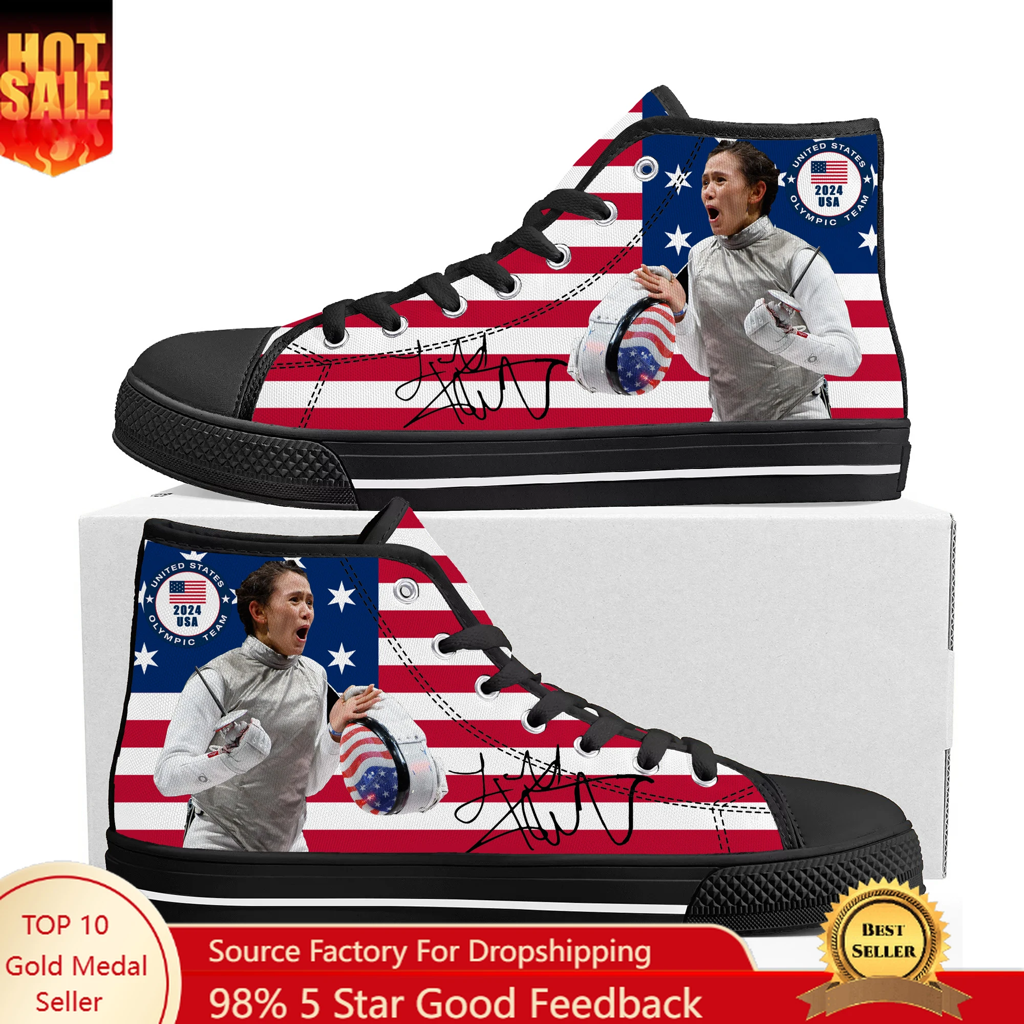 

Lee Kiefer Foil World Champion High Top High Quality Sneakers Mens Womens Teenager Canvas Sneaker Casual Couple Custom Made Shoe