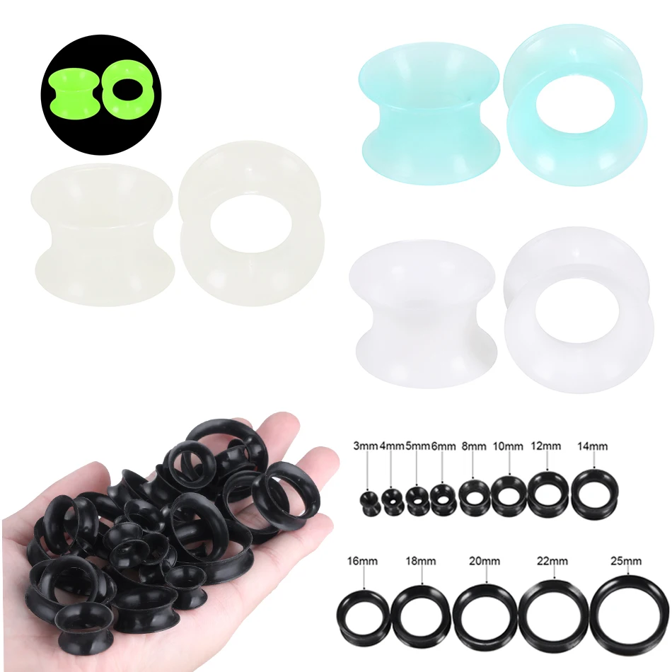 2Pcs Silicone Ear Plugs And Tunnels for Ears Dilations Gauges Double Flared Ear Stretcher Expander Earring Piercing Body Jewelry