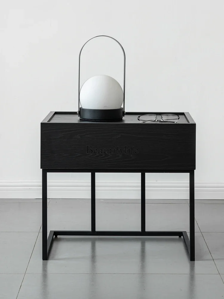 

Italian minimalist suspended bedside table modern simple Nordic light luxury drawer cabinet