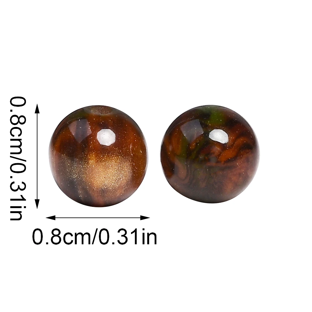 100 Stück 8mm Aurora Glitzer Harzperlen Runde Perlen für DIY Handgemachte Spacer-Perlen Armband Halskette Schmuckherstellung Zubehör – Detail 5