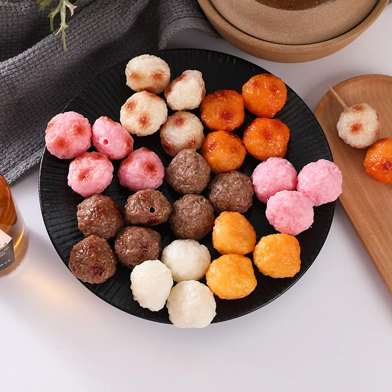 Artificial Fish Balls Beef Shrimp Balls Fake Food Hot Pot Shop Window Display Simulation Food Model Decoration 10pc/lot