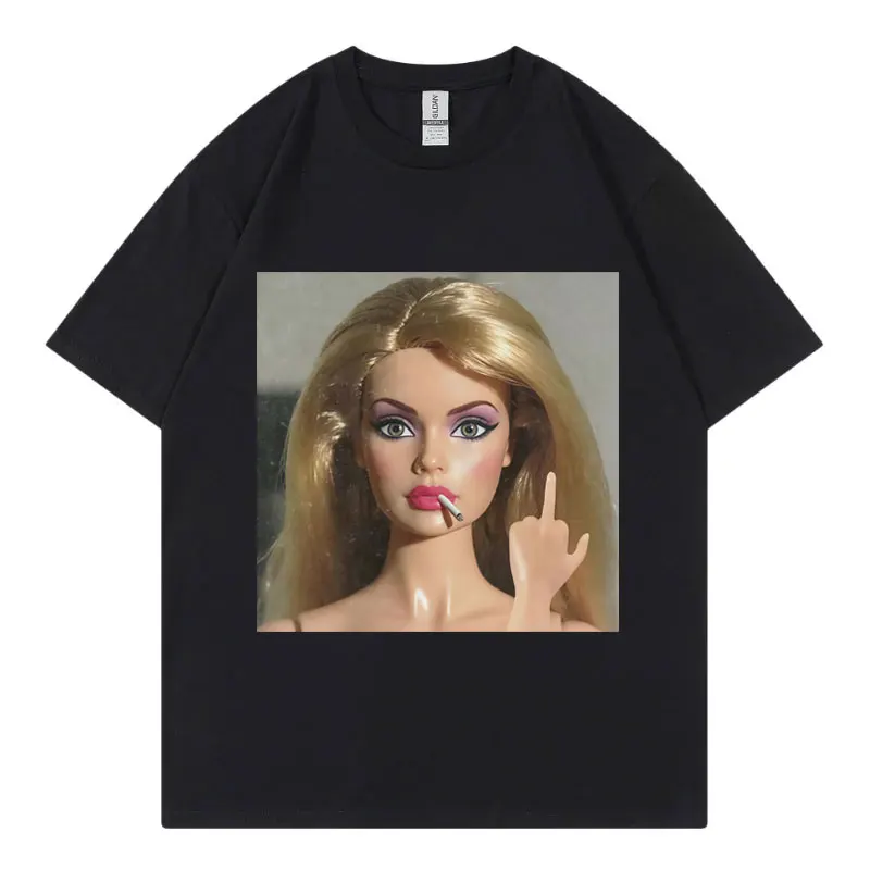 T-shirts graphiques amusants avec visage de poupée dégoûtant, tendance de la mode de rue pour hommes et femmes, t-shirt décontracté d'été, t-shirts en coton ample