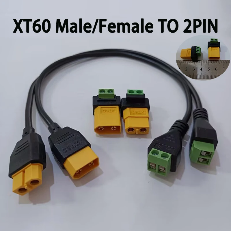XT60 Male Female To 2Pin Terminal Adapter Solderless Charging Connector For UAV Balance Charger Solar Panel Model Devices