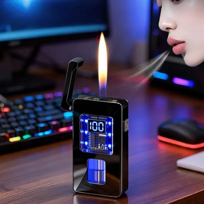New Style Smart Dual Flame Mode Lighter Metal Windproof Butane Torch Lighter Creative Gift For Men Outdoor Smoking Accessories