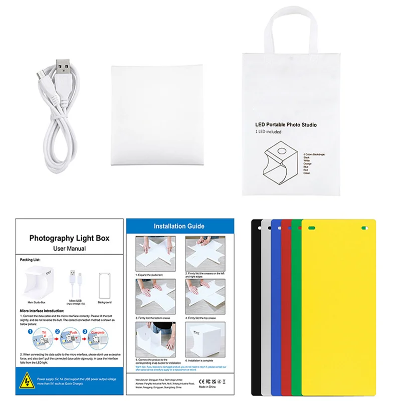 20cm Mini 2 LED Panels Folding Portable 1100LM Light Photo Lighting Studio Shooting Tent Box Kit with 6 Colors Backdrops