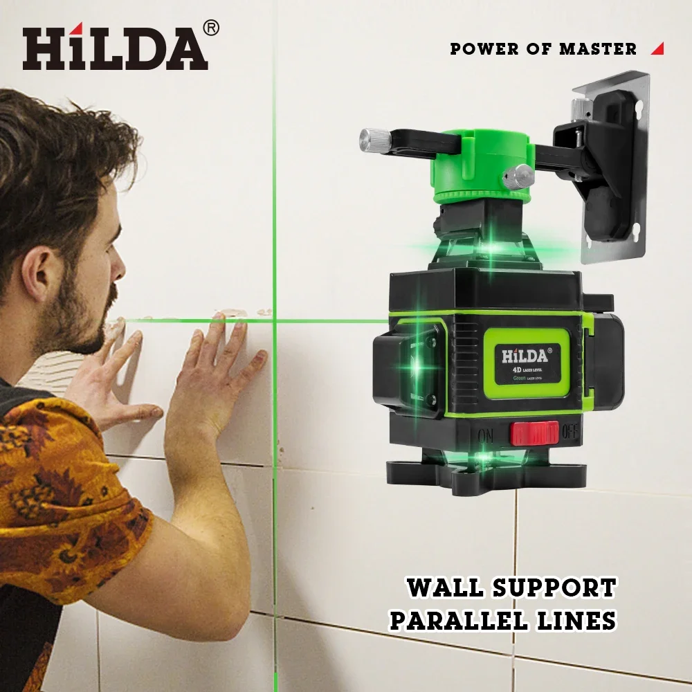 HIlDA 4D Ultra Strong Green Laser Beamline Self Leveling Laser Level with 16 Lines and 360 Horizontal and Vertical Intersections