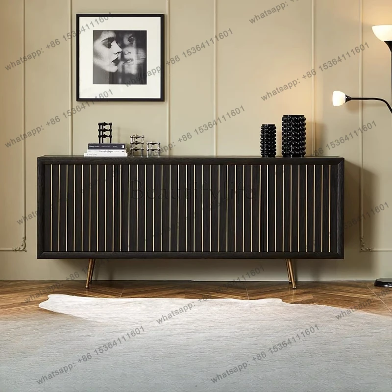 

Nordic light luxury retro old creative solid wood dining side cabinet oak tea cabinet designer medium ancient style