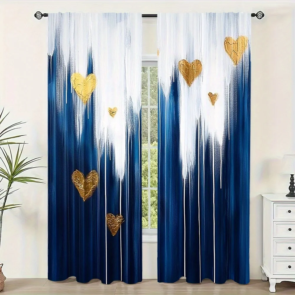 

2pcs Set Abstract Modern Art Curtains - Rod Pocket Design for Easy Hanging, Perfect for Bedroom, Living Room & Home Decor