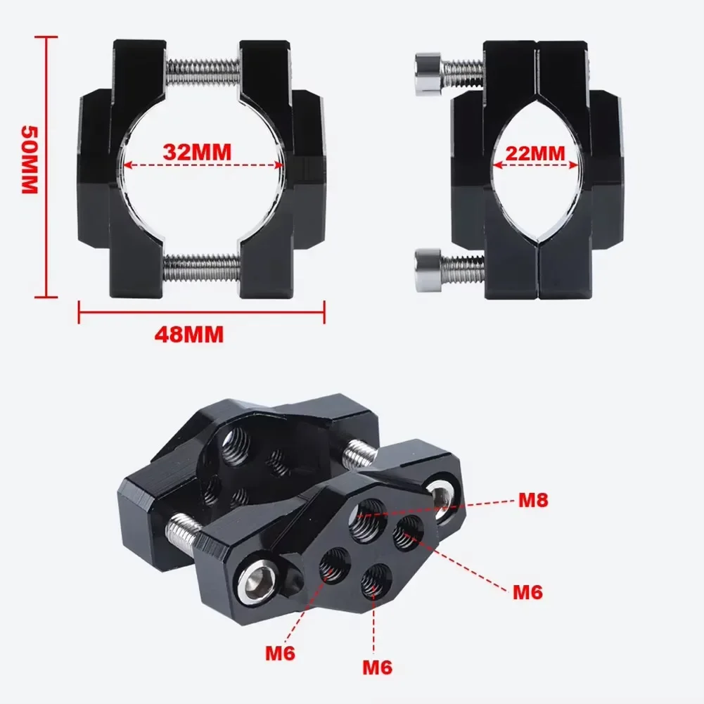 Universal 22-32mm Motorcycle Handlebar Bumper Mount Bracket Clamp For LED Spotlight Fog Turn Signal Lights Metal Accessories image 6
