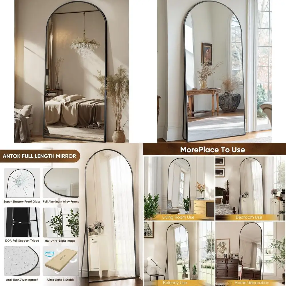Arched Full-Length Floor Mirror, 71"x28" Glassless Stand Mirror, Freestanding Wall Mountable Mirrors for Home