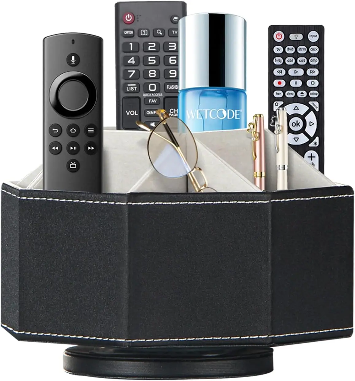 

Swivel Remote Control Holder, 9-Slot Desk Organizer for Living Room Storage of TV Controllers and Office Supplies