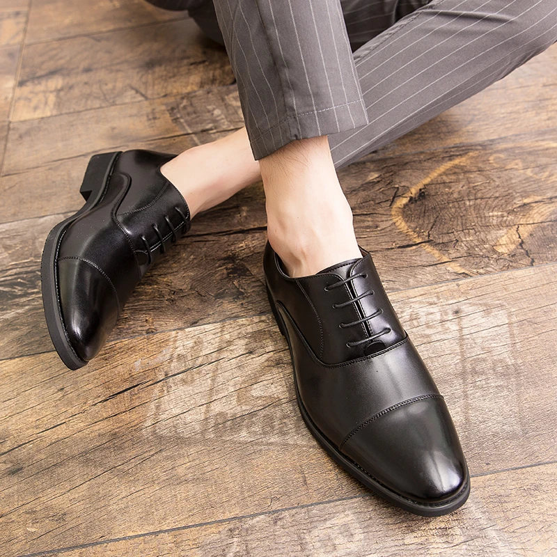 

Classic Men Derby Shoes Men Comfortable Fashionable Leather Shoes Business Office Brand Men Shoes Black Brown Size 38-48