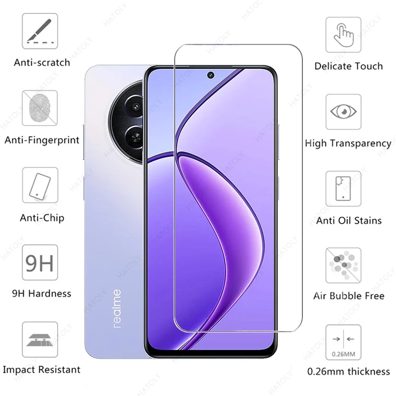 For Realme 12 Glass for Realme 12 Tempered Glass Hard Front Screen Protector Mobile Phone Camera Len Film for Realme 12 12X 5G