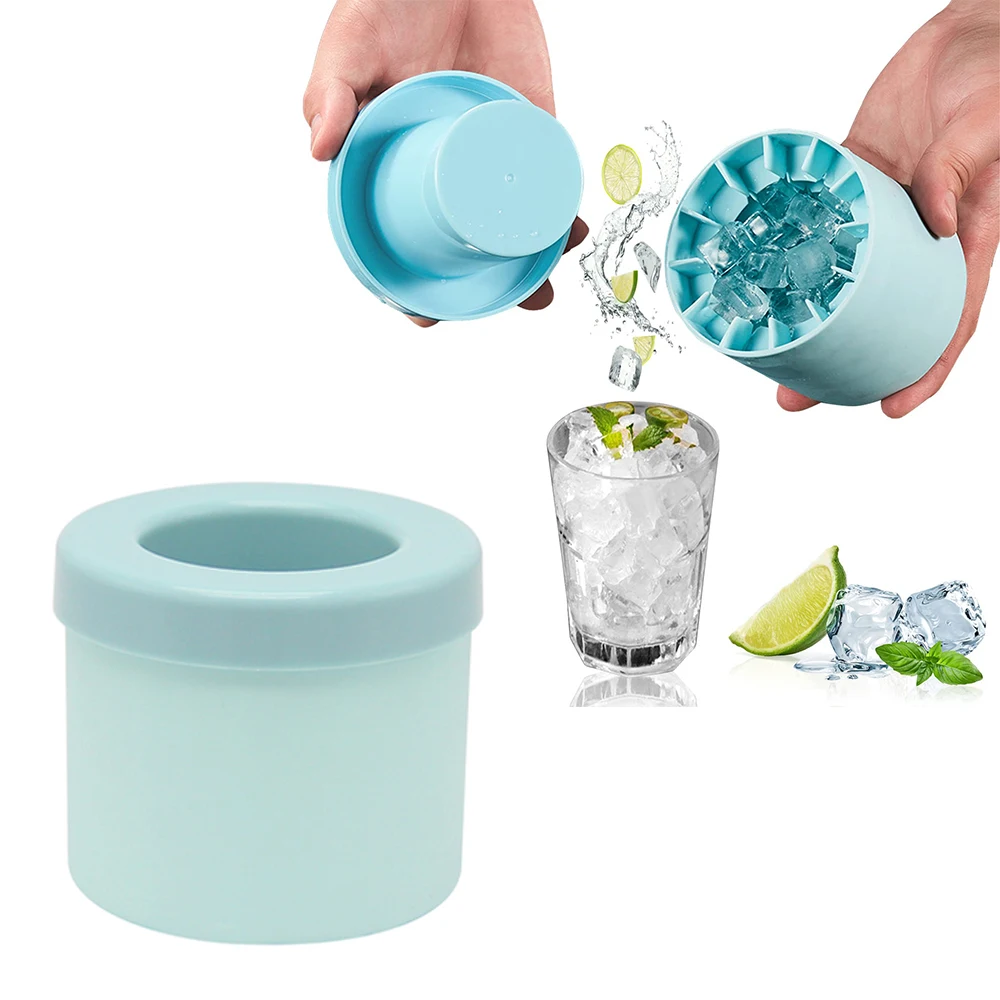 

2PCS Ice Cube Mould Food Grade Silicone, Cylinder Ice Bucket Cup Easy Release, Ice Cube Tray with Lid, Home Ice Cubes Maker