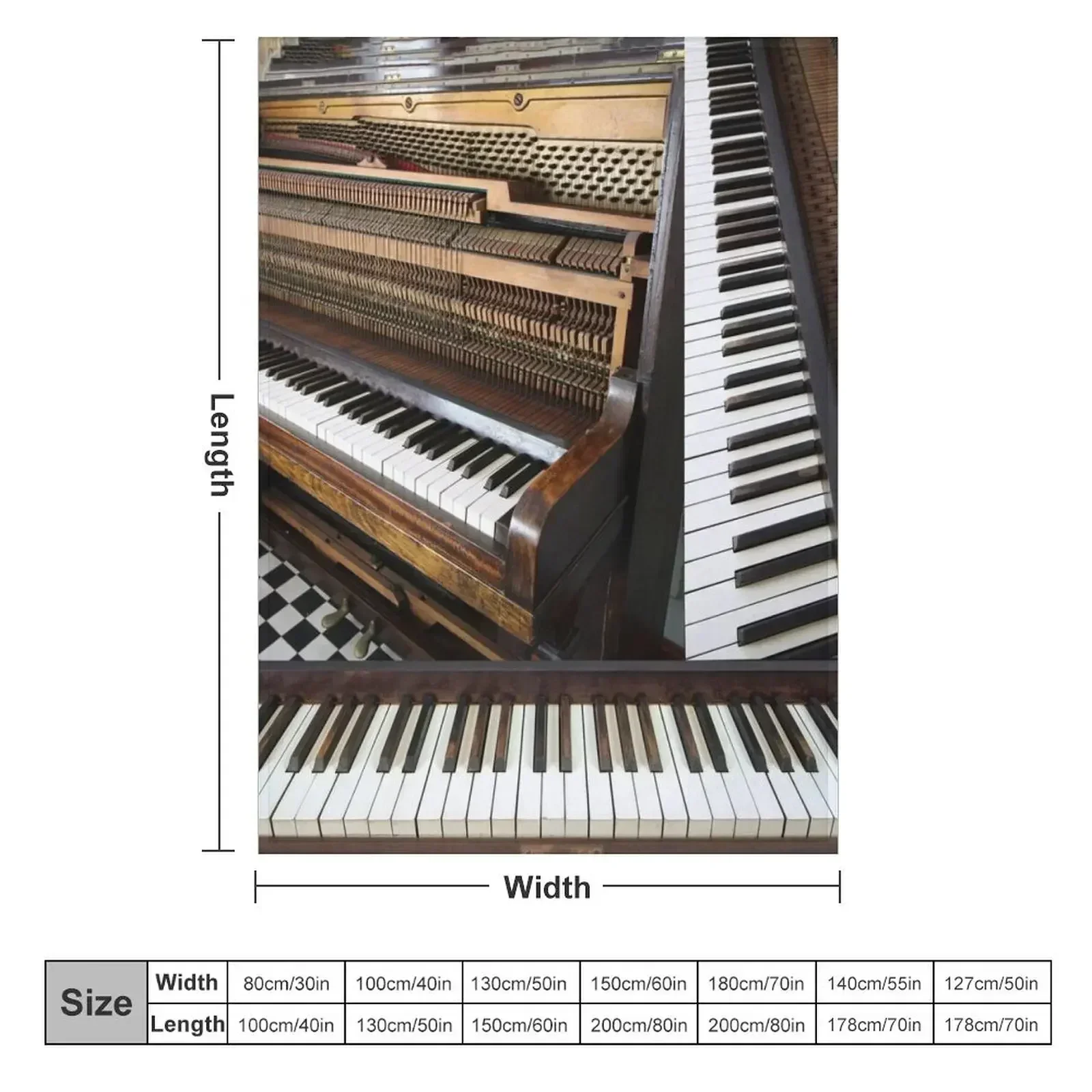 Piano montage, vintage musical instrument Throw Blanket couch cozy soft plush fuzzy picnic outdoor blanket